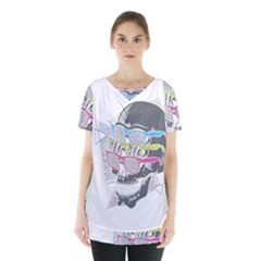 Illustration Skull Rainbow Skirt Hem Sports Top by Mariart