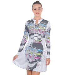 Illustration Skull Rainbow Long Sleeve Panel Dress