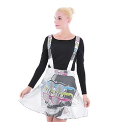 Illustration Skull Rainbow Suspender Skater Skirt by Mariart