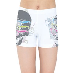 Illustration Skull Rainbow Kids  Sports Shorts by Mariart