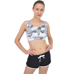 Illustration Skull Rainbow V-back Sports Bra