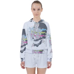 Illustration Skull Rainbow Women s Tie Up Sweat