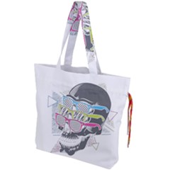 Illustration Skull Rainbow Drawstring Tote Bag