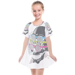 Illustration Skull Rainbow Kids  Smock Dress