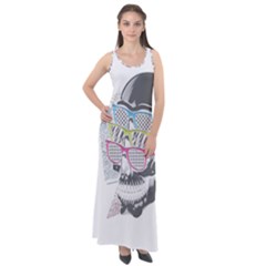 Illustration Skull Rainbow Sleeveless Velour Maxi Dress