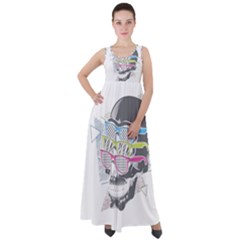 Illustration Skull Rainbow Empire Waist Velour Maxi Dress