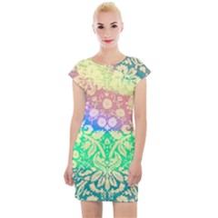 Hippie Fabric Background Tie Dye Cap Sleeve Bodycon Dress