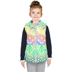 Hippie Fabric Background Tie Dye Kids  Hooded Puffer Vest by Mariart