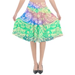 Hippie Fabric Background Tie Dye Flared Midi Skirt by Mariart