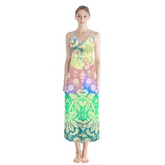 Hippie Fabric Background Tie Dye Button Up Chiffon Maxi Dress by Mariart