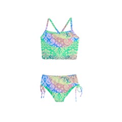 Hippie Fabric Background Tie Dye Girls  Tankini Swimsuit