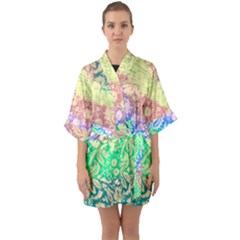 Hippie Fabric Background Tie Dye Quarter Sleeve Kimono Robe by Mariart