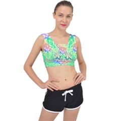 Hippie Fabric Background Tie Dye V-back Sports Bra