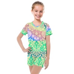 Hippie Fabric Background Tie Dye Kids  Mesh Tee And Shorts Set