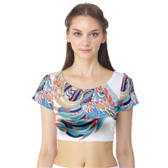 Goat Sheep Ethnic Short Sleeve Crop Top by Mariart