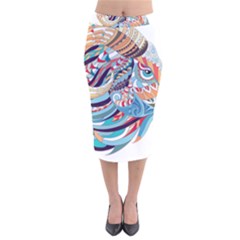 Goat Sheep Ethnic Velvet Midi Pencil Skirt by Mariart