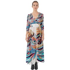 Goat Sheep Ethnic Button Up Boho Maxi Dress by Mariart