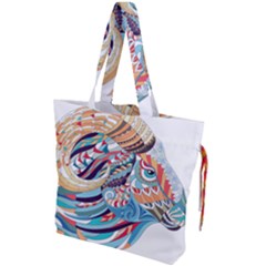 Goat Sheep Ethnic Drawstring Tote Bag