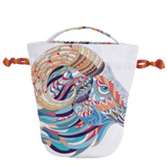 Goat Sheep Ethnic Drawstring Bucket Bag