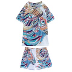 Goat Sheep Ethnic Kids  Swim Tee And Shorts Set