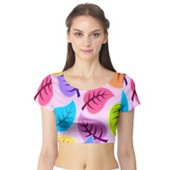 Leaves Background Beautiful Short Sleeve Crop Top by Mariart