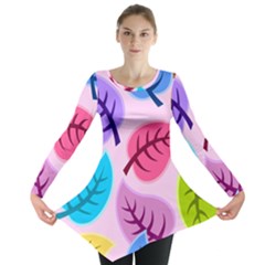 Leaves Background Beautiful Long Sleeve Tunic  by Mariart