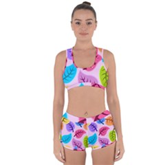 Leaves Background Beautiful Racerback Boyleg Bikini Set