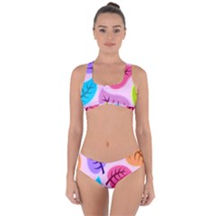 Leaves Background Beautiful Criss Cross Bikini Set by Mariart