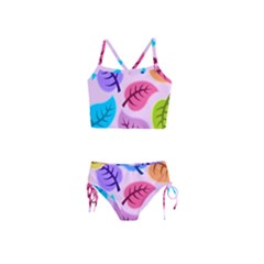 Leaves Background Beautiful Girls  Tankini Swimsuit