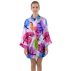 Leaves Background Beautiful Long Sleeve Kimono Robe