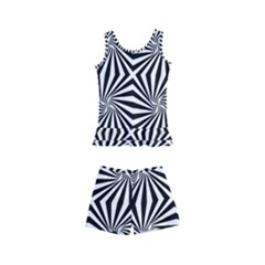 Line Stripe Pattern Kids  Boyleg Swimsuit