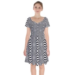 Line Stripe Pattern Short Sleeve Bardot Dress by Mariart