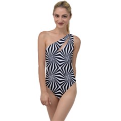 Line Stripe Pattern To One Side Swimsuit by Mariart