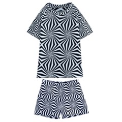 Line Stripe Pattern Kids  Swim Tee And Shorts Set by Mariart