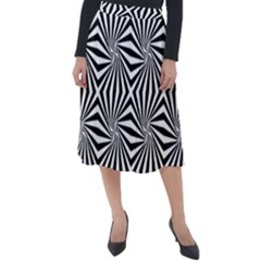 Line Stripe Pattern Classic Velour Midi Skirt 