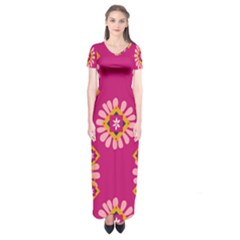 Morroco Tile Traditional Short Sleeve Maxi Dress by Mariart