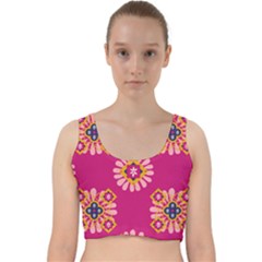 Morroco Tile Traditional Velvet Racer Back Crop Top