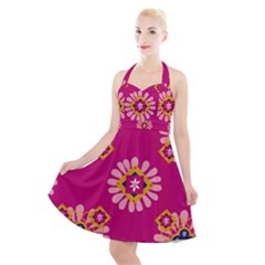 Morroco Tile Traditional Halter Party Swing Dress 