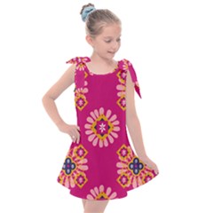 Morroco Tile Traditional Kids  Tie Up Tunic Dress by Mariart