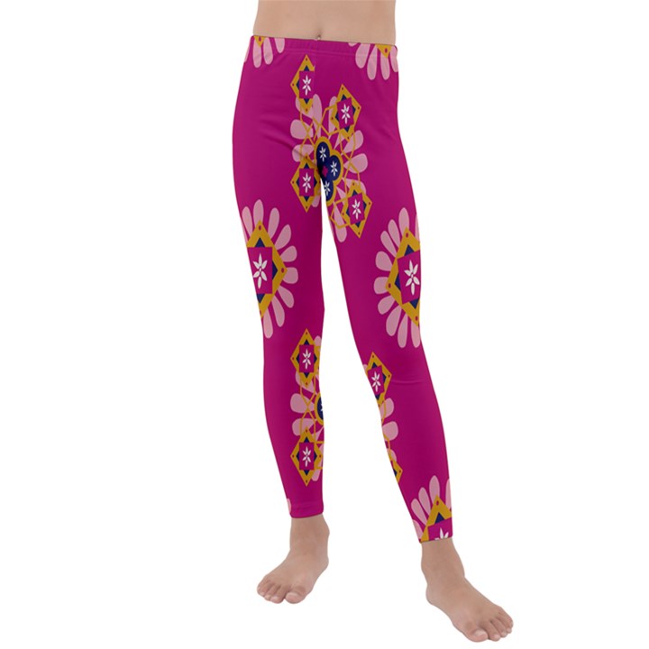 Morroco Tile Traditional Kids  Lightweight Velour Leggings