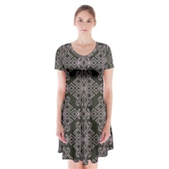 Line Geometry Short Sleeve V-neck Flare Dress by Mariart