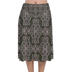 Line Geometry Velvet Flared Midi Skirt