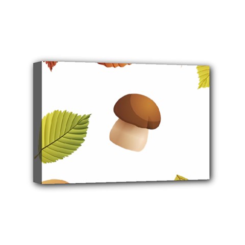 Leaves Mushrooms Mini Canvas 6  X 4  (stretched) by Mariart