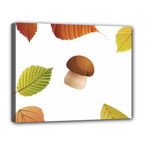 Leaves Mushrooms Canvas 14  X 11  (stretched) by Mariart