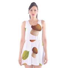 Leaves Mushrooms Scoop Neck Skater Dress by Mariart