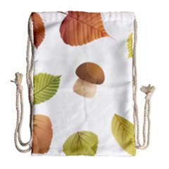 Leaves Mushrooms Drawstring Bag (large) by Mariart