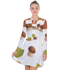 Leaves Mushrooms Long Sleeve Panel Dress