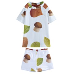 Leaves Mushrooms Kids  Swim Tee And Shorts Set