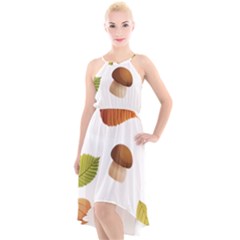 Leaves Mushrooms High-low Halter Chiffon Dress  by Mariart