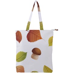 Leaves Mushrooms Double Zip Up Tote Bag